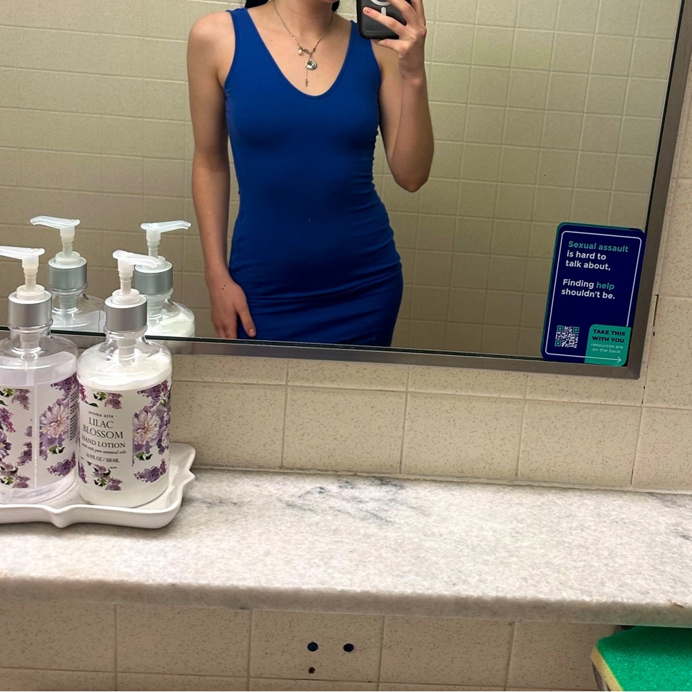 royal blue, size sm, very flattering